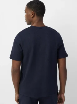 Embroidered logo waffle T-shirt