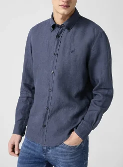 Embroidered monogram pure linen shirt
