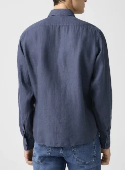Embroidered monogram pure linen shirt