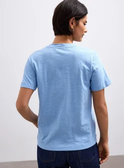 Embroidered pocket 100% organic cotton slub T-shirt