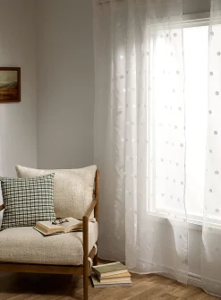 Embroidered polka dots sheer curtain