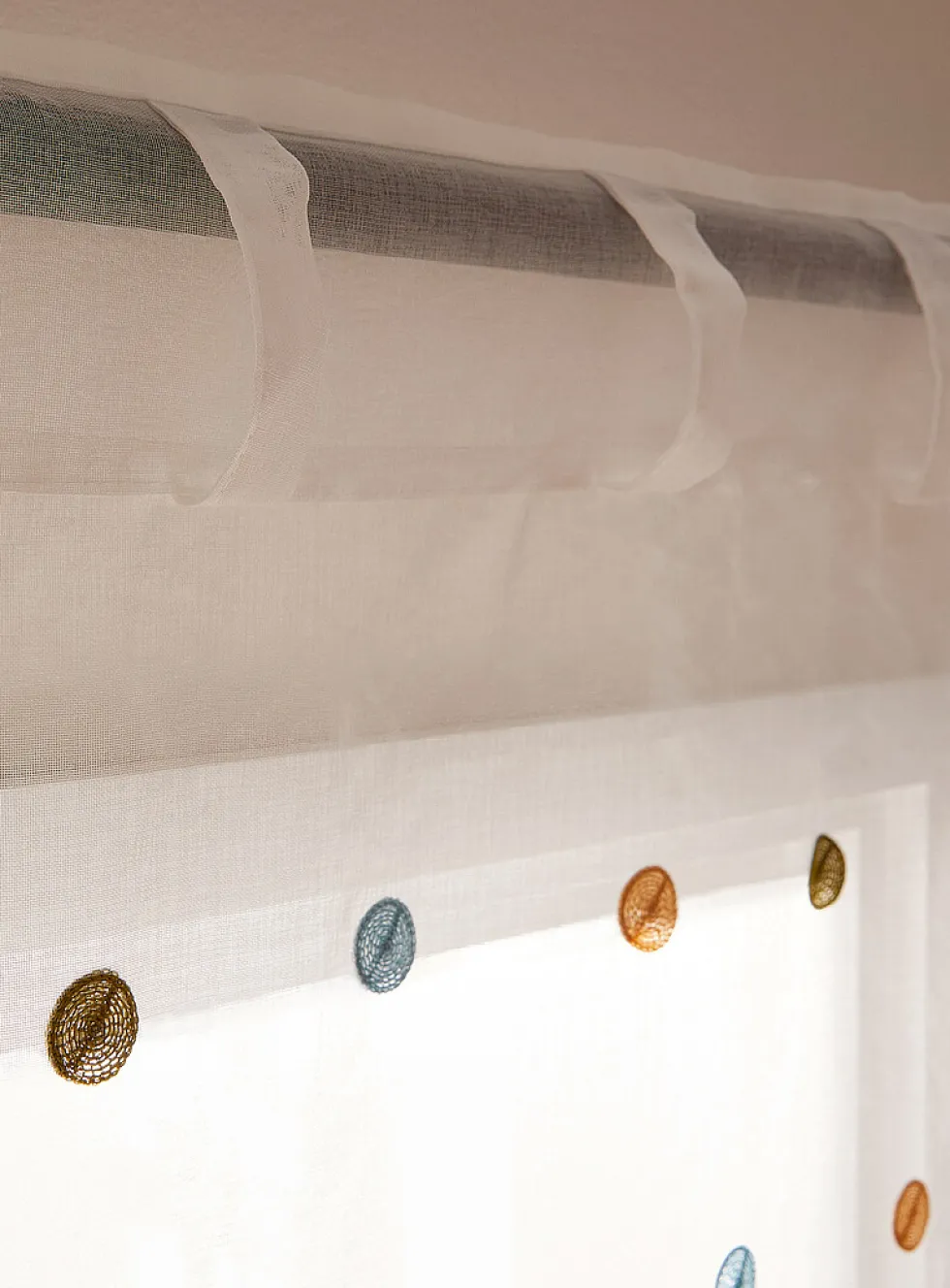 Embroidered polka dots sheer curtain