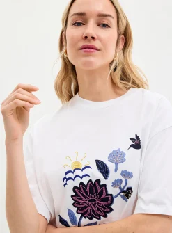 Embroidered printed oversized T-shirt