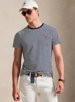 Embroidered rider dual-stripe T-shirt