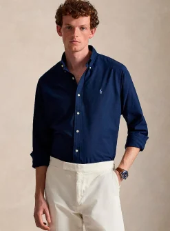 Embroidered rider stretch poplin shirt