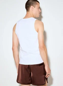 Embroidered signature ribbed tank