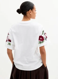 Embroidered sleeves loose T-shirt