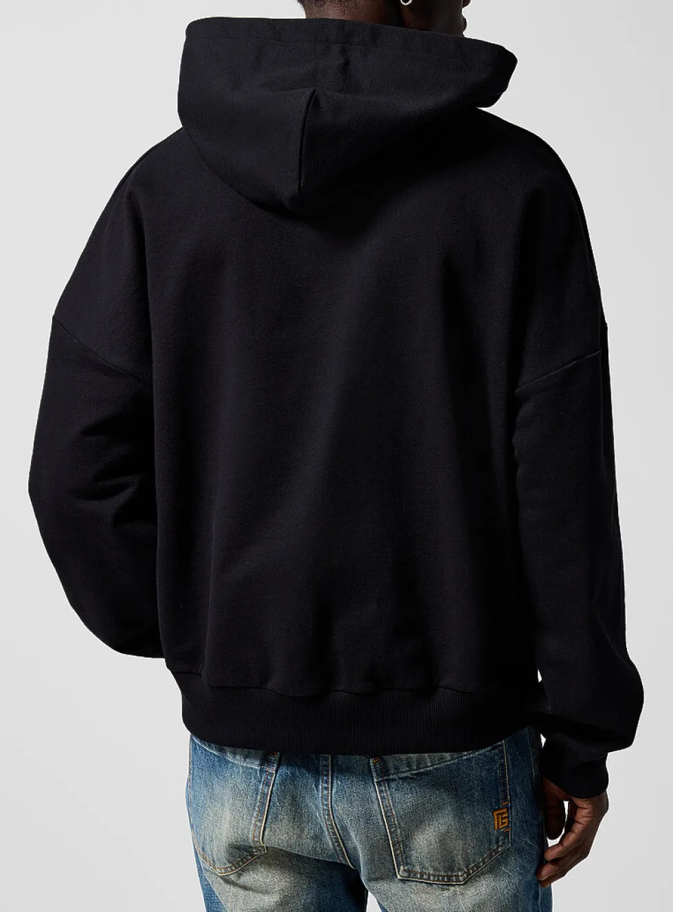 Embroidered-bead hoodie sweat