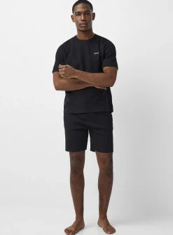 Embroidered-logo waffle pyjama short