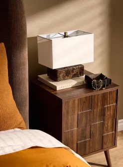 Emperador marble base rectangular table lamp