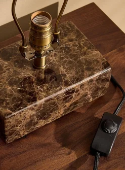 Emperador marble base rectangular table lamp