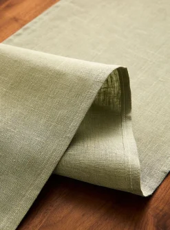 Eucalyptus green pure linen table runner