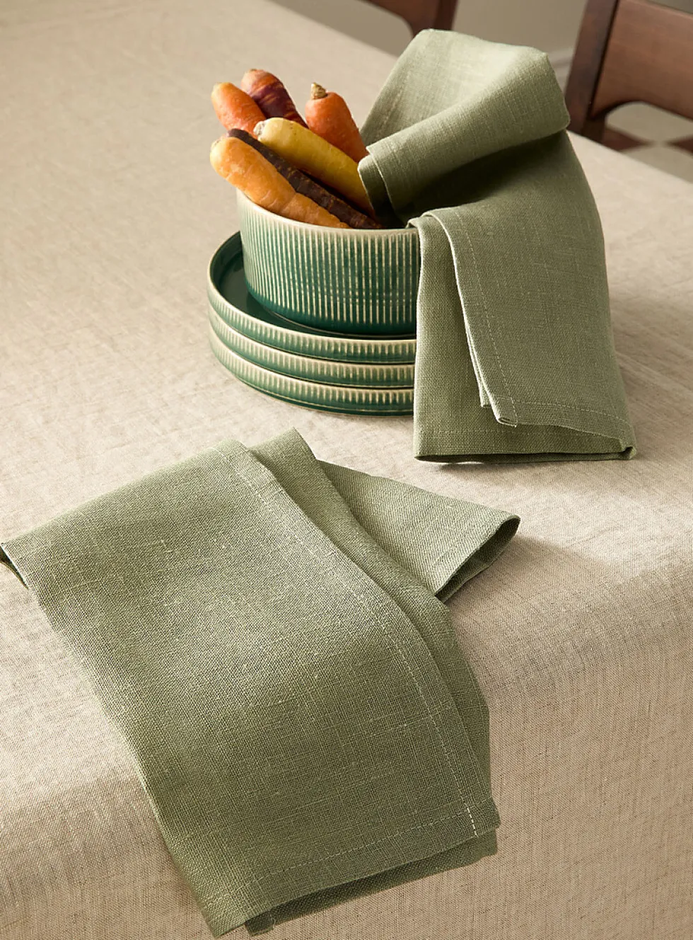 Eucalyptus green pure linen napkins