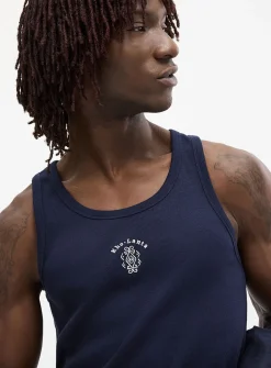 Exotic embroidery ribbed tank