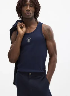 Exotic embroidery ribbed tank