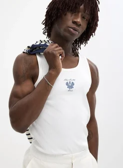 Exotic embroidery ribbed tank