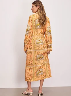 Exotic print maxi shirtdress
