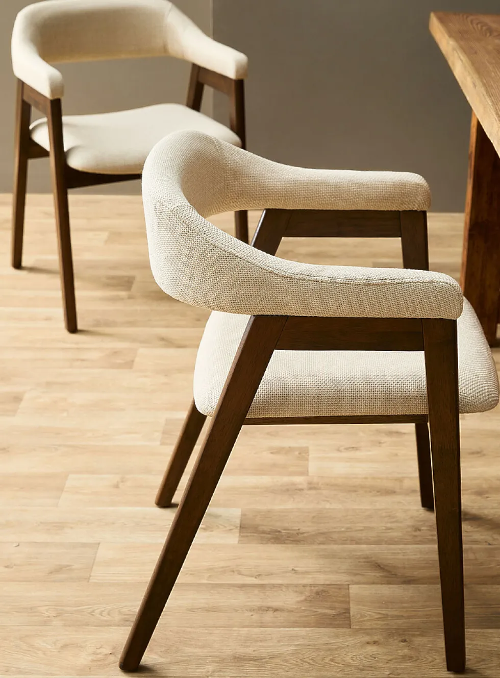 Fabric and wood minimalist chairs
