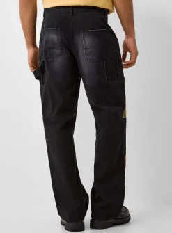 Faded black patchwork jean