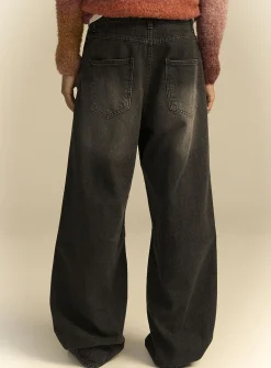 Faded darted-knee baggy jean