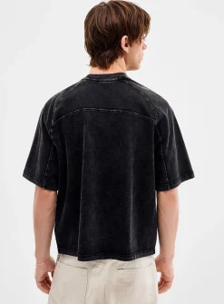 Faded panelled cropped T-shirt