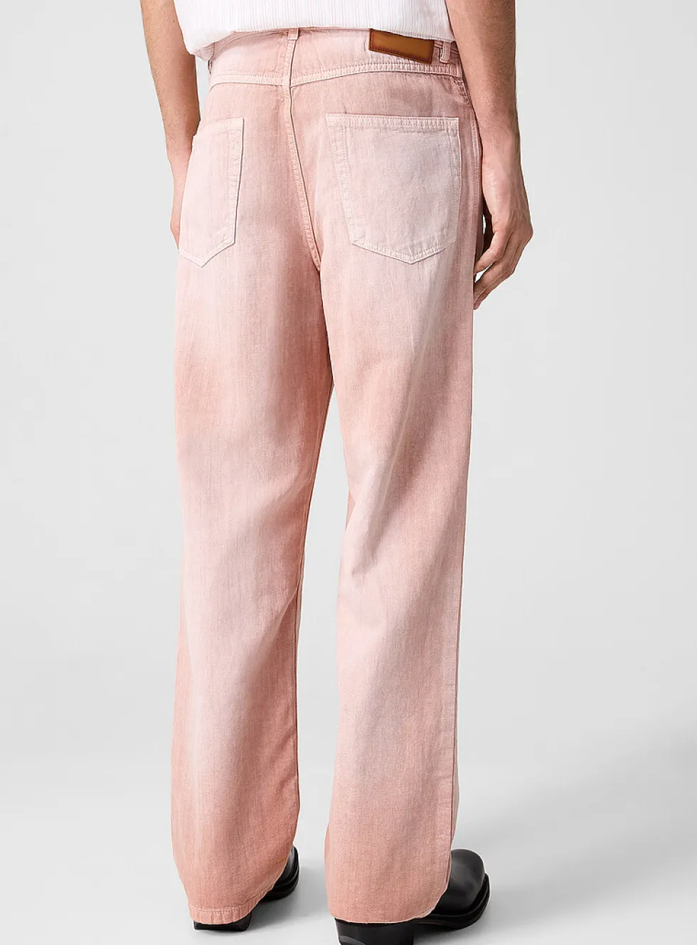 Faded pink cotton-linen jean