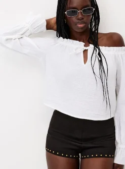 Faux suede studded microshort