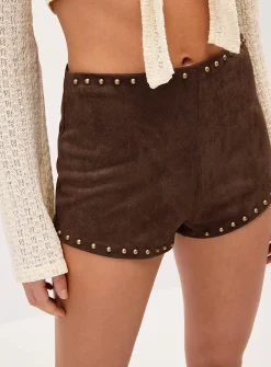 Faux suede studded microshort