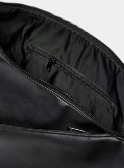 Faux-leather large half-moon bag