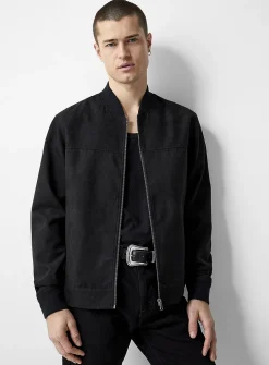 Faux-suede bomber jacket