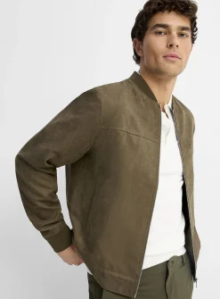 Faux-suede bomber jacket