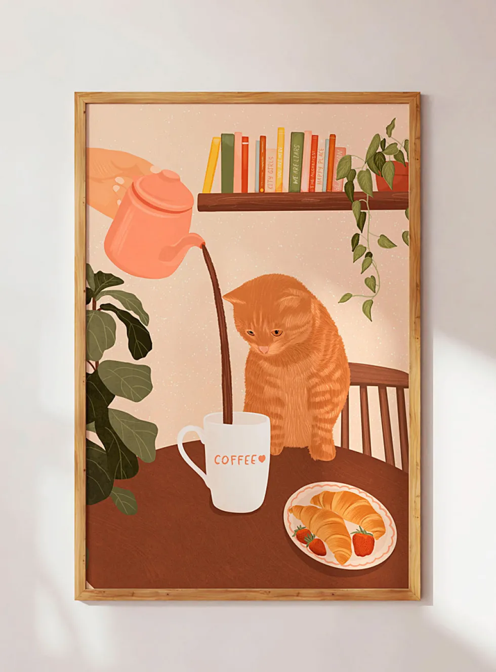 Feline breakfast art print