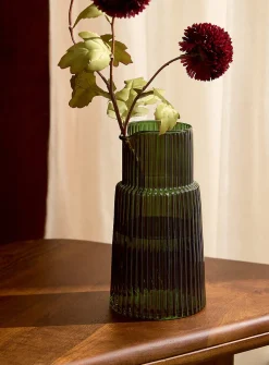 Fine grooved tinted vase