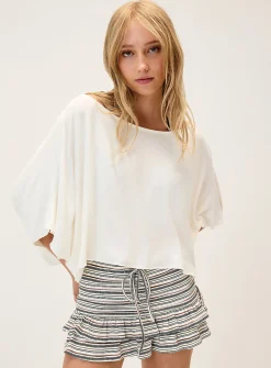 Fine jersey boat-neck poncho