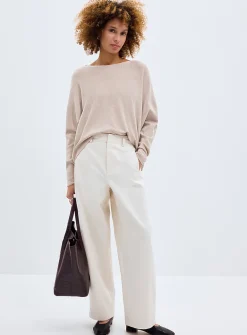 Fine knit oversized boxy-fit boat-neck sweater
