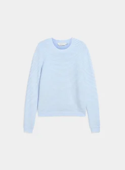 Fine ottoman-knit crew-neck sweater