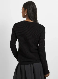Fine ottoman-knit crew-neck sweater