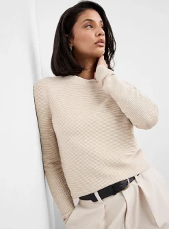 Fine ottoman-knit crew-neck sweater