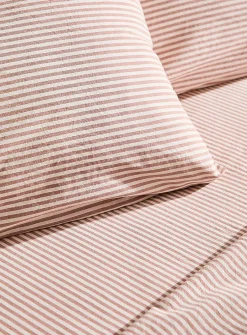 Fine stripe pure organic cotton sheet set
