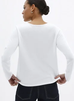 Fine-knit boat-neck sweater