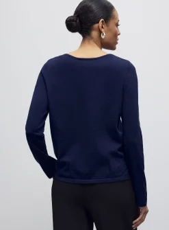 Fine-knit boat-neck sweater