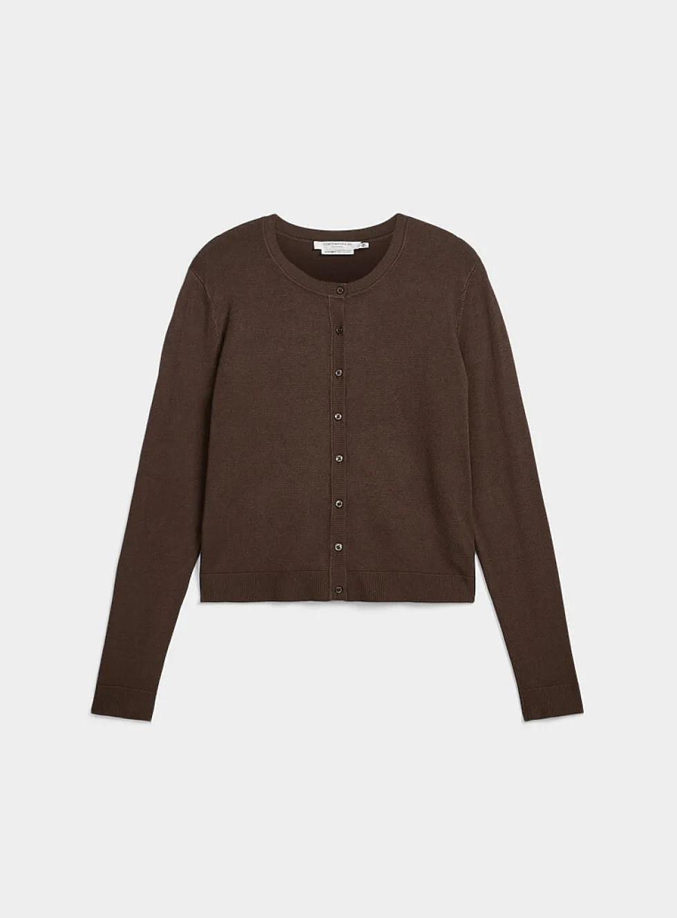 Fine-knit crew-neck cardigan