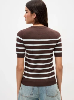 Fine-knit short-sleeve sweater