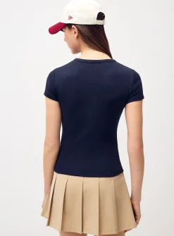 Finely ribbed button-up T-shirt