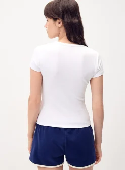 Finely ribbed button-up T-shirt