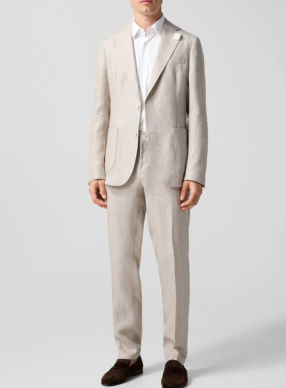 Fitted linen-blend pant