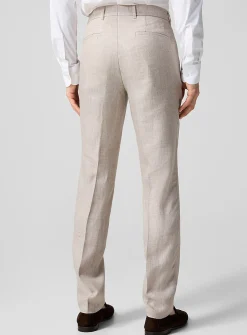 Fitted linen-blend pant