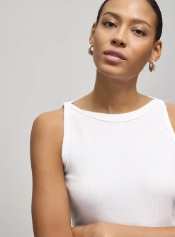 Fitted ribbed boat-neck cami