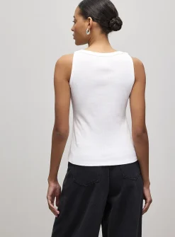 Fitted ribbed boat-neck cami