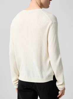 Fitted rib-knit Henley sweater